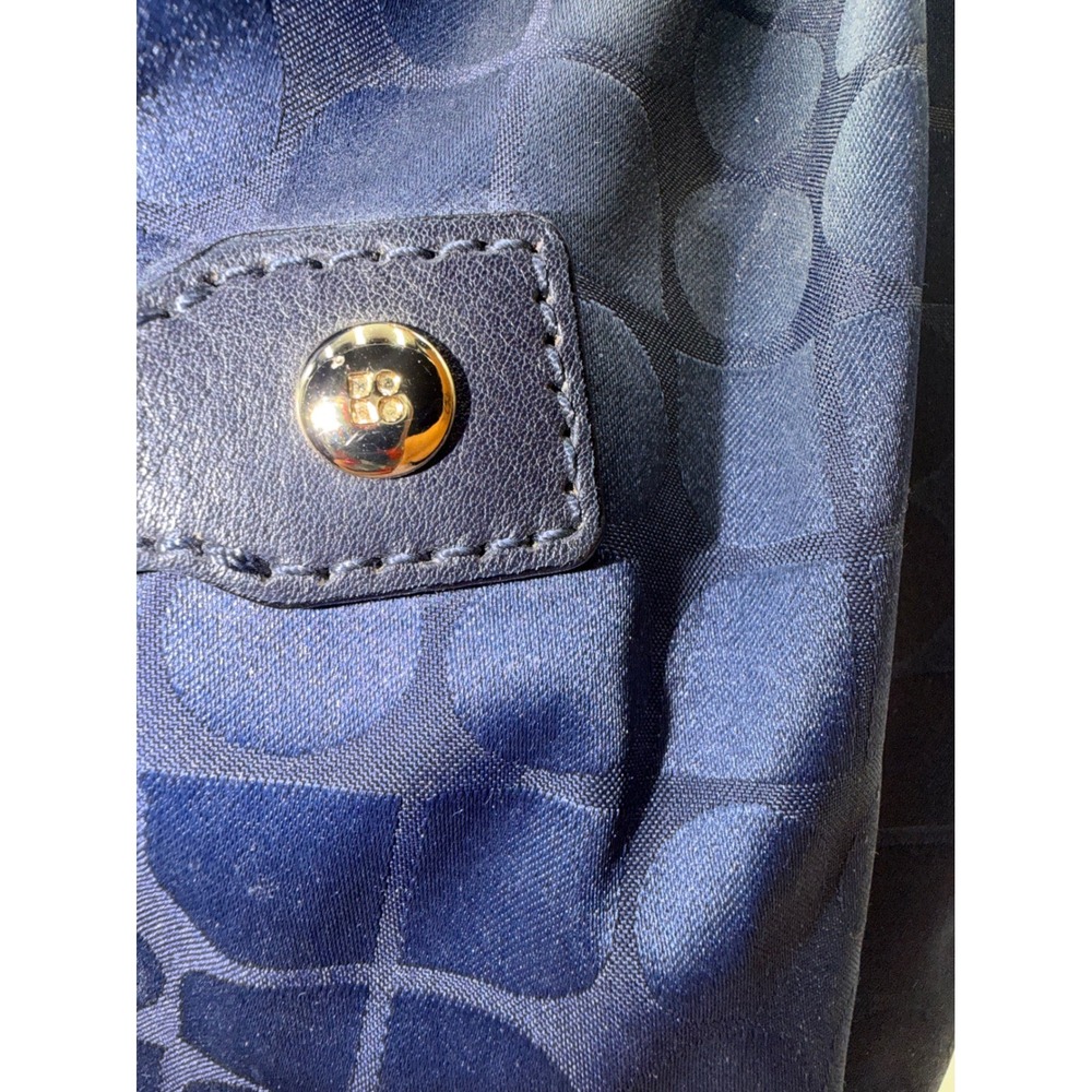 Kate Spade New York Navy Blue Jacquard Nylon Spade Pattern Shoulder Bag Tote - Picture 3 of 15